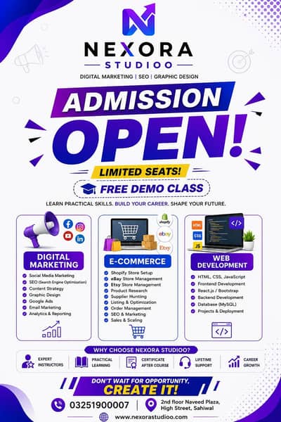  Admissions Open at Nexora Studioo – Sahiwal