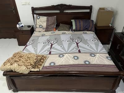 King Size Bed with Side Tables and Medicated Mattress
