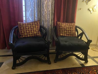 Heavy Wooden Low-Height Accent Chairs (Pair)