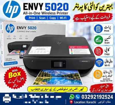 hp envy 5020 with boxwireless printer print scan copy color plus black