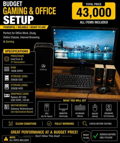 Budget Setup |16gb Ram |256gb SSD | 2gb Gpu | Samsung Monitor