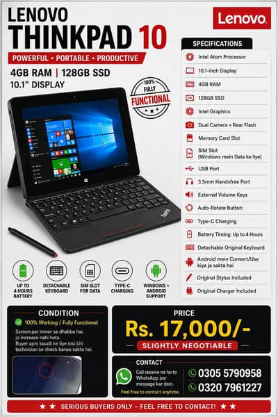 Lenovo Thinkpad 10 for sale read description