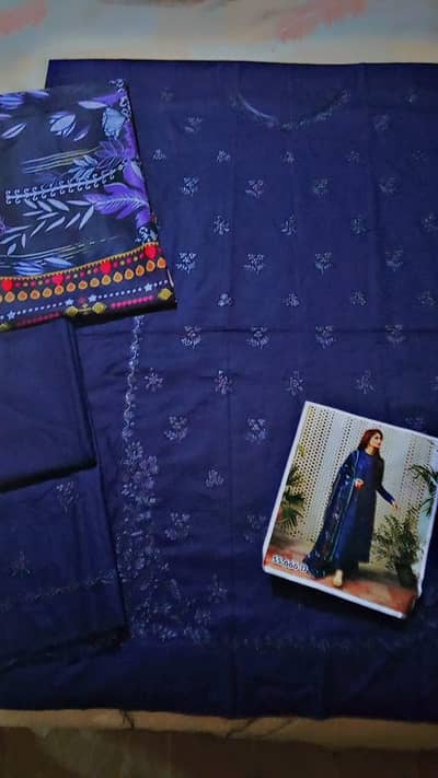 BLUE COLOUR 3PC DHANAK SAPPHIRE STUDIO SUIT