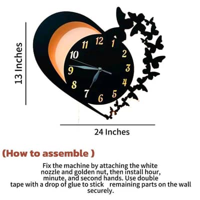 Stylish Wooden Heart Design Wall Clock