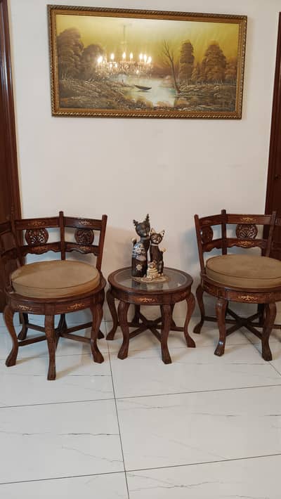 pure shesham wooden chairs with coffee table