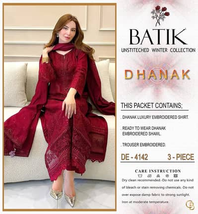 Ladies 3 Piece Embroidered Suit – Unstitched Winter Collection