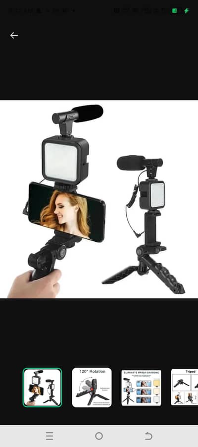Ay-49 vlogger kit with mic light tripod remote black