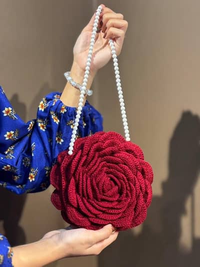 crochet  rose bag