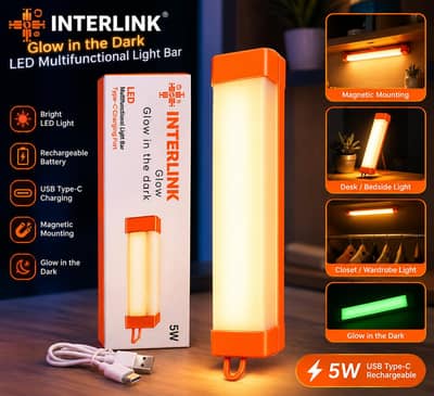 INTERLINK 5W Rechargeable LED Light Bar -USB Type-C Charging