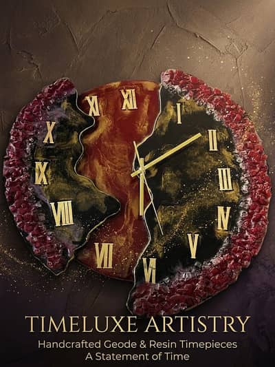 Luxury Handcrafted Geode Resin Wall Clock