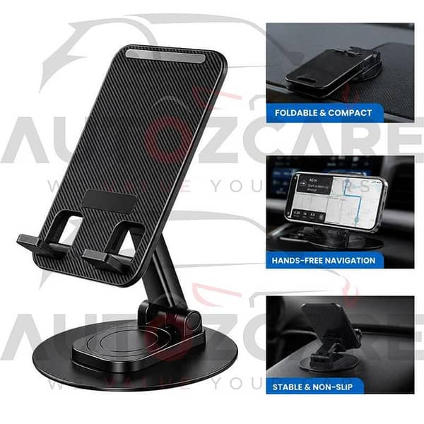 360° Adjustable Car Dashboard Mobile Phone Holder – Foldable Non-Slip Smartphone Stand