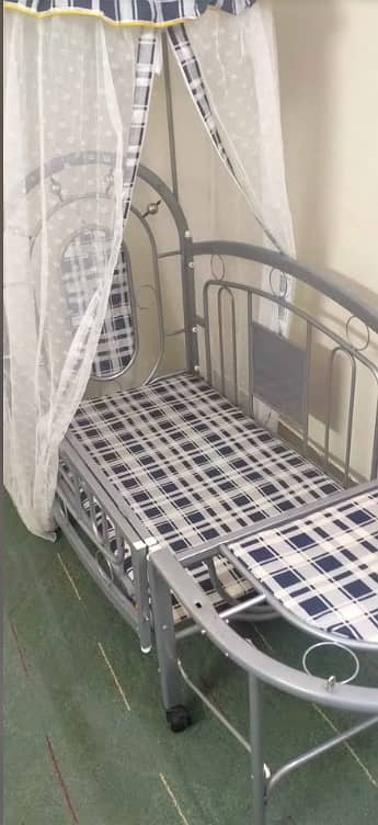 Baby Cot / Kids Double Bed with Swing – Metal Frame – Like New