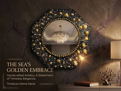 Handcrafted Seashell & Resin Wall Mirror - Timeluxe Home Decor