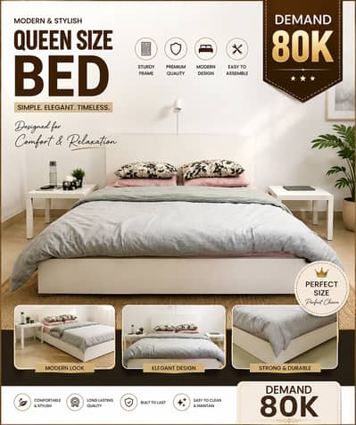 Premium IKEA Queen Size Wooden Bed With Mattress- Excellent Condition