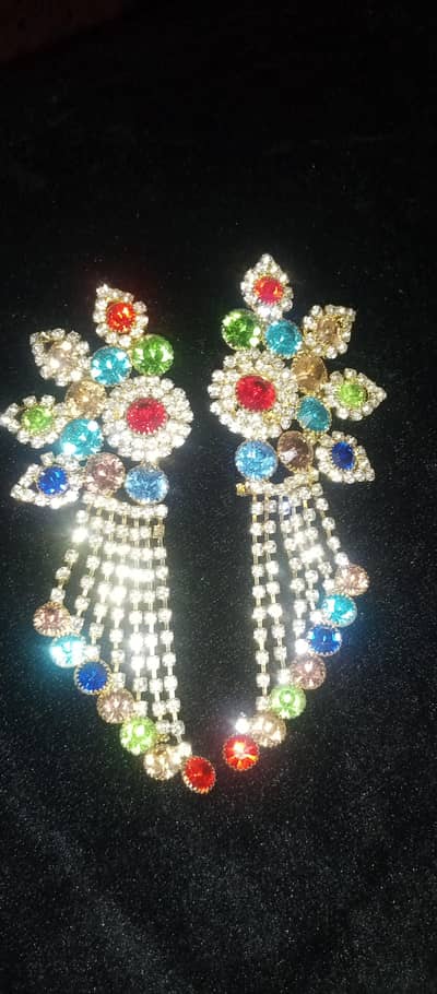 Multi  coloured peacock style earrings