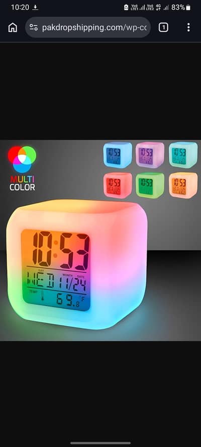 multi colours table clock