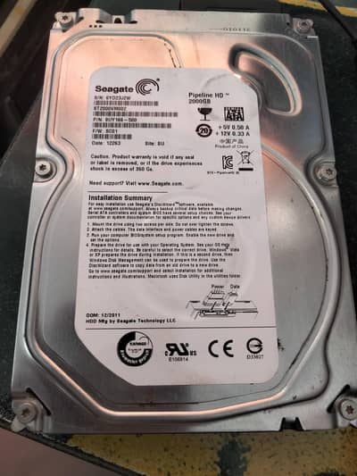 Seagate 2TB PC Sata Hard Drive 100% Health