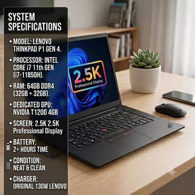 lenovo thinkpad p1 gen4 i7 11th 64gb ram