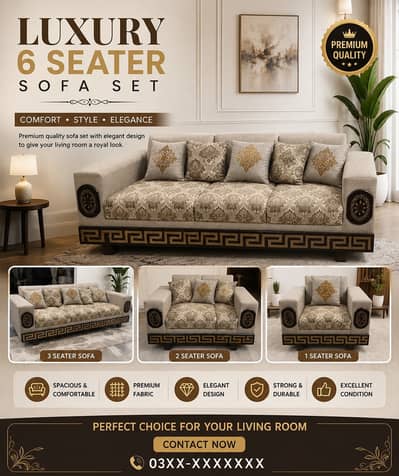 Luxury 6 Seater Sofa Set for Sale