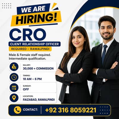 Cro (Client Relationship Officer) Required ,Male /Female