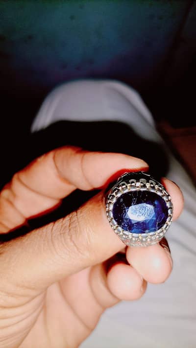 Neelam Stone With Chandi Ring