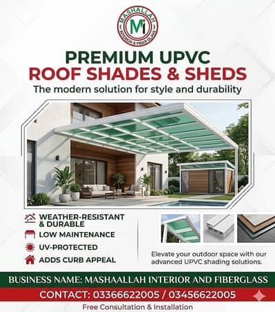 Upvc Shades - sun roof shade - Upvc Roofing - garage shades - tensile
