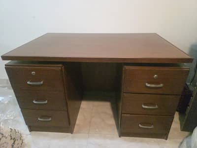 Large Wooden Office / Study Table – 6 Drawers with Locks
