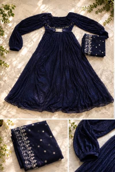 Beautiful Dark Blue Party Wear Frock for Sale
