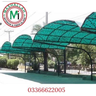 Garage Shades - wall mount shads - fiberglass sheets - tensile