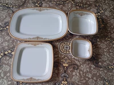 Original Irani brand "Toorzan" dinner set in white and golden colours