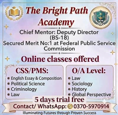 The Bright Path Academy for CSS/PMS and O/A Level.