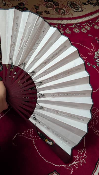 Chinese traditional hand fan with blue LED | LED Light-Up Folding Hand