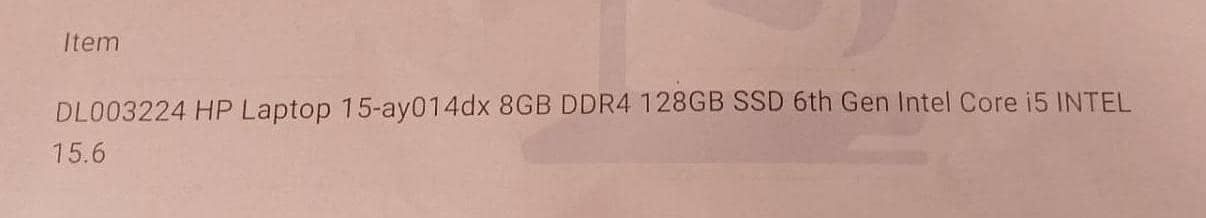HP 15.6"  8GB DDR4 128GB SSD TOUCH SCREEN