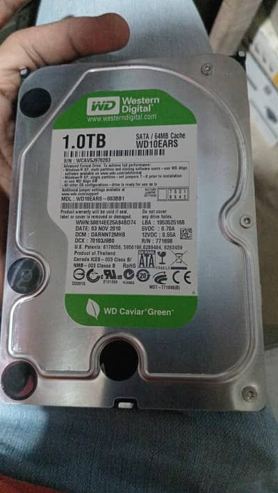 Western Digital (WD GREEN) 1TB HDD (100% Health) Cheapest prize 