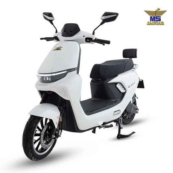 MS Jaguar M1 Electric Scooter Street Legal Speed 30 Mph Range 50 Miles Battery Type Lithium-Ion Color Red/White/Blue