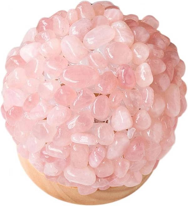 YEDECOR Natural Healing Crystal Lamp with Wooden Base – Amethyst/Rose Quartz/Celestite Night Light, Home Decor, Meditation, Kids & Girls Room, Pink