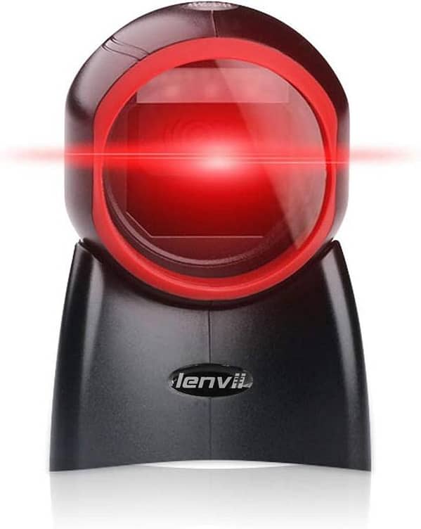 LENVII E655 Omni-Directional 2D Barcode Scanner – USB Wired, Hands-Free, 1D/QR Code Reader for POS & Supermarkets