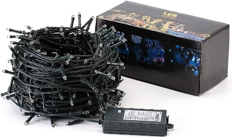 Rewox LED Fairy Lights 40m, 300 LEDs, Outdoor/Indoor, 8 Modes, Battery Powered – White & Blue