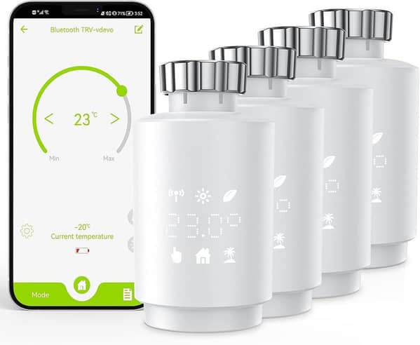 Maxcio Bluetooth Smart Thermostat for Radiator – App Control, Energy Saving, Alexa/Google Compatible