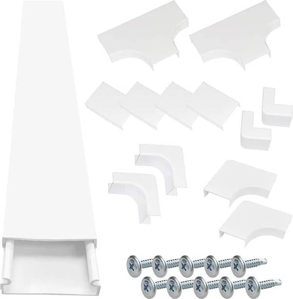 STAGEEK Cable Management Kit – 9-Slot Wiring Duct with Lid, 15.5 Inch, 12 Connectors & Screws with Drywall Anchors