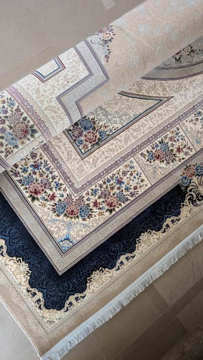 Brand New Irani Beige and Blue Carpet 10ft × 13ft