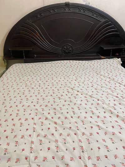 King bed with spring mattress showcase and 2 sofa