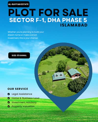 01 Kanal Plot on Street 44, Sector F-01, DHA Phase 5, Islamabad