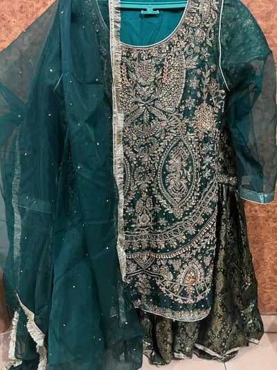Designer Banarsi Gharara 3 Piece - Handwork, Wedding Dress