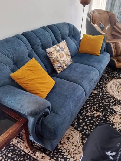 5 seater blue sofa set