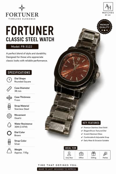 Fortuner FR-3122 Men’s Stainless Steel Watch