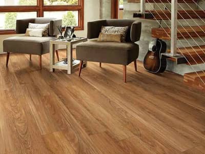 Wooden floor-Wpc fluted panel-Fabric sheet-Ceiling 2 by 2-Media wall