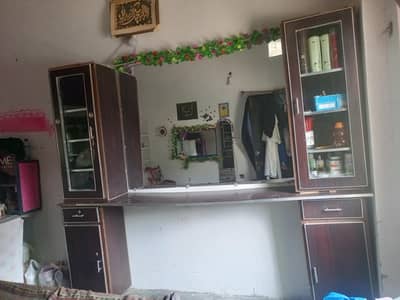 salon cabinets, mirror and shelf for sale . good condition