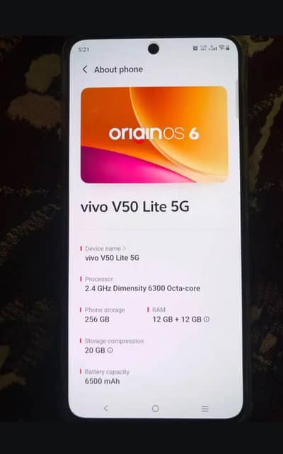 Vivo V50 Lite 5g | 12 +12  gb ram | 256 STORAGE
