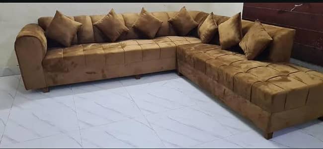 golden corner wood sofa